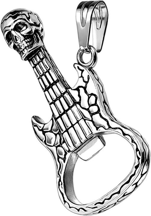 Image du produit Star Piercing Pendentif argent tête de mort guitare (Acier chirurgical 316L)