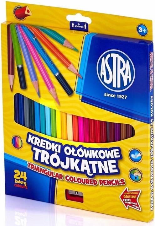 Actual product image Astra Coloured pencils triangular 24 pieces with pencil sharpener (Multicoloured, 24 x)