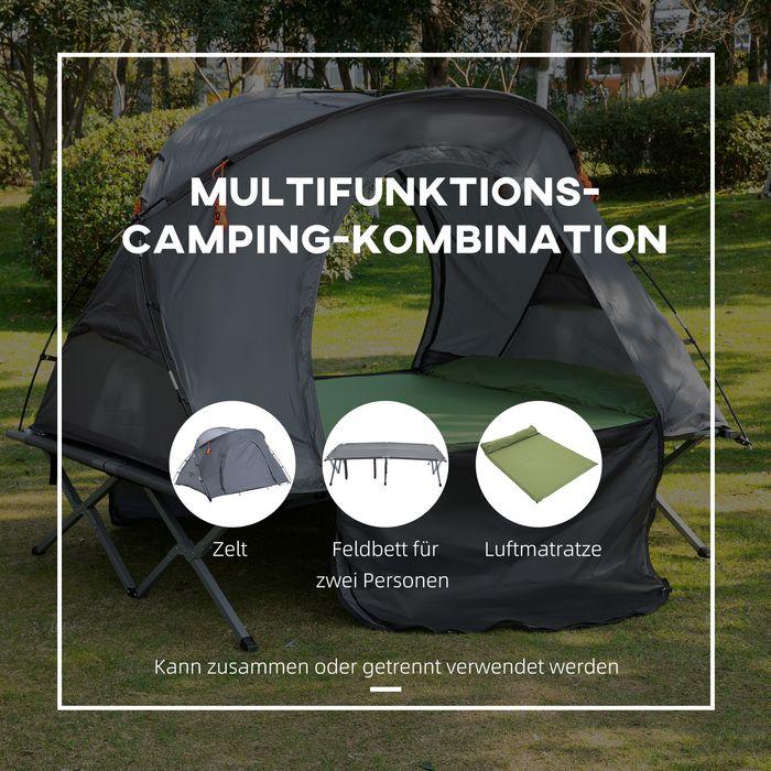 Produktbild Swisshandel24 Campingbett mit Zelt erhöhtes Feldbett für 2 Person Kuppelzelt mit Luftmatratze inkl. Tragetasche Gr (Kuppelzelt, 2 Personen)