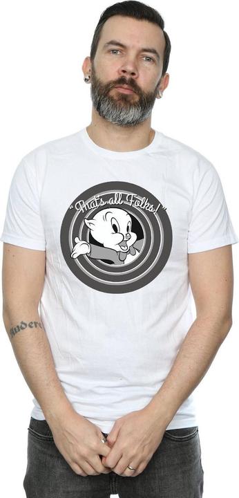 Actual product image Looney Tunes Mens That's All Folks Porky Pig Cotton T-Shirt (XXL)