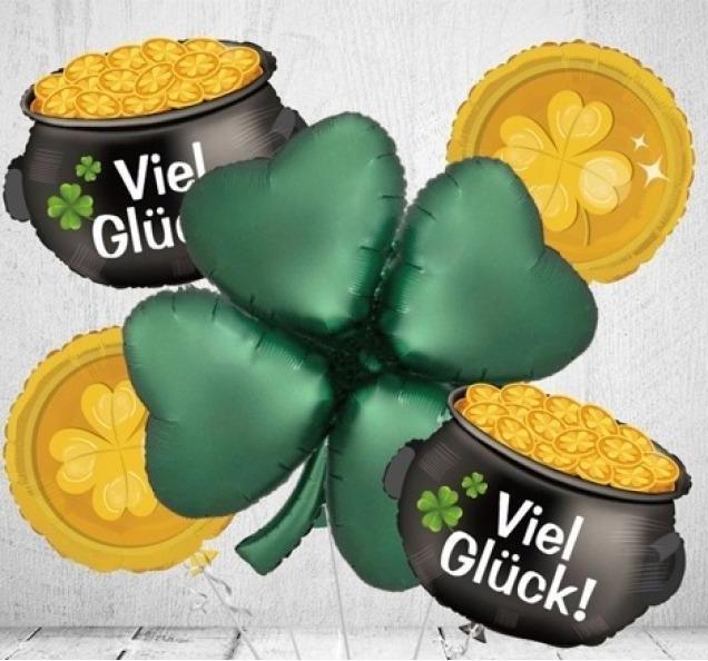 Produktbild UdoS Folienballon Bouquet Jumbo Viel Glück 5-Ballons - leer (5 x)