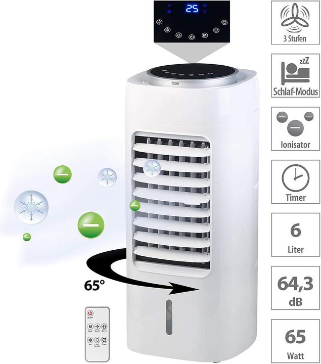 Immagine prodotto Sichler Raffreddatore d'aria 3in1, umidificatore e ionizzatore, pulsanti touch, timer, 65 W (20 m²)