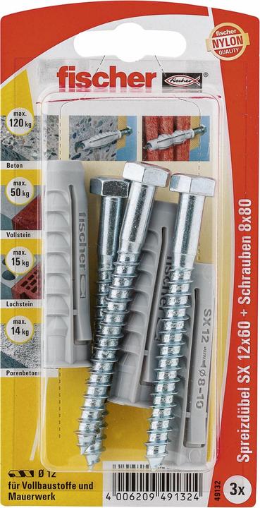 Fischer Fisc D?bel SX 12x60 S K 3 049132 (3 Stk.)