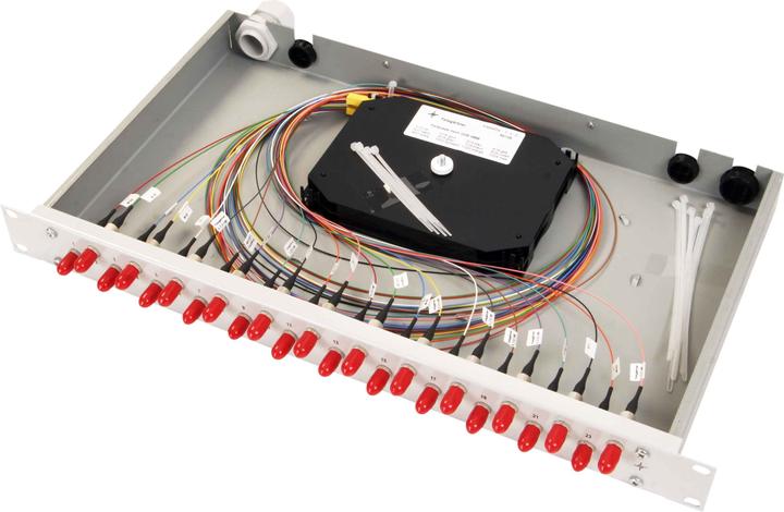Actual product image Telegärtner Karl Gärtner splice box equipped 12xST 50/125OM3 1U TNSB-Be-12ST