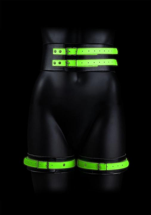 Productafbeelding Ouch! Dijbeenboeien met riem en handboeien - Glow in the Dark