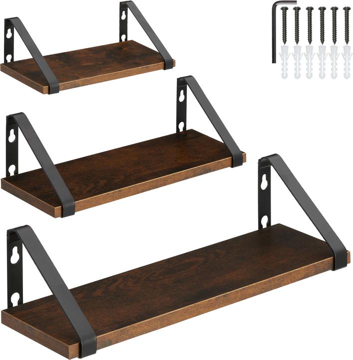 Image du produit tectake 3 étagères suspendues Cowell (40 x 12 x 12 cm)