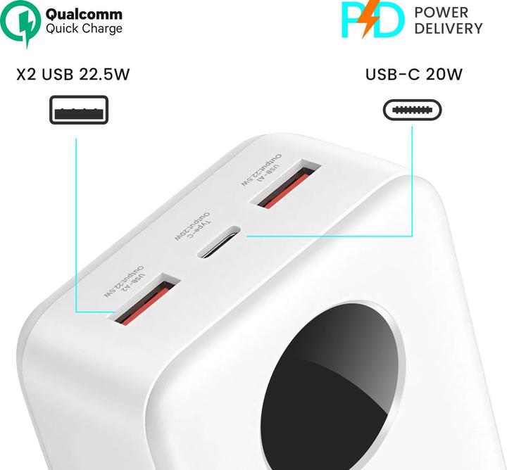 Image du produit Bwoo 22,5W 30000 mAh power bank with LCD screen, white (30000 mAh)