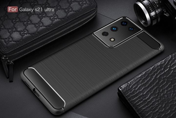 Produktbild Screenguard Samsung Galaxy S21 Ultra Hülle Carbon Brushed Soft TPU (Samsung Galaxy S21 Ultra)