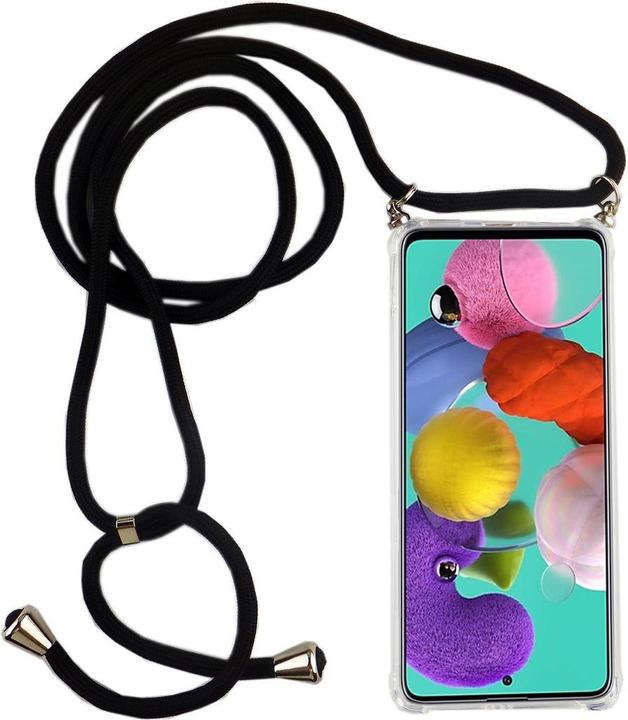 Actual product image König Design Mobile Phone Chain for Samsung Galaxy A51 Cover Band Case to hang around Cord Black