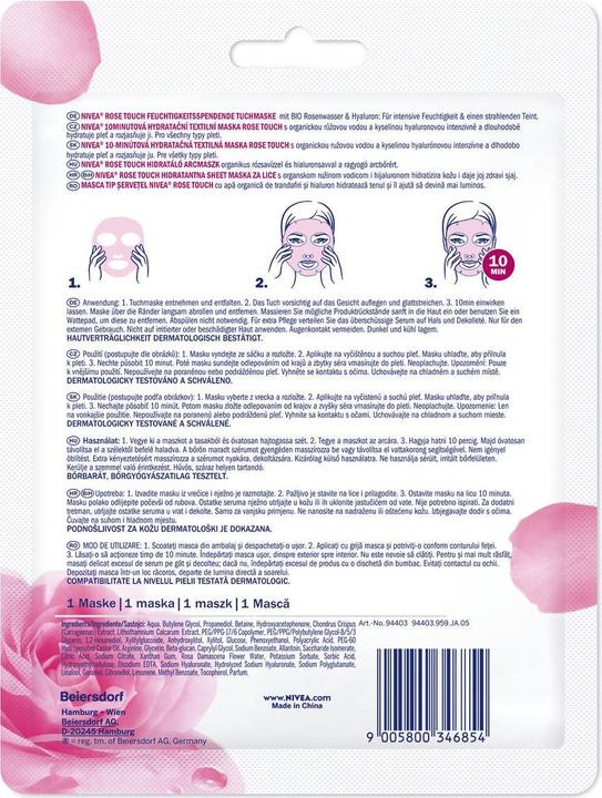 Produktbild NIVEA Rose Touch Feuchtigkeitsspendende Tuchmaske (221 ml)