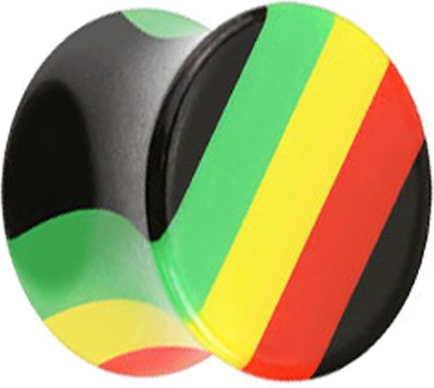 Star Piercing Flared Plug Rasta (ohne Messing, Acryl)