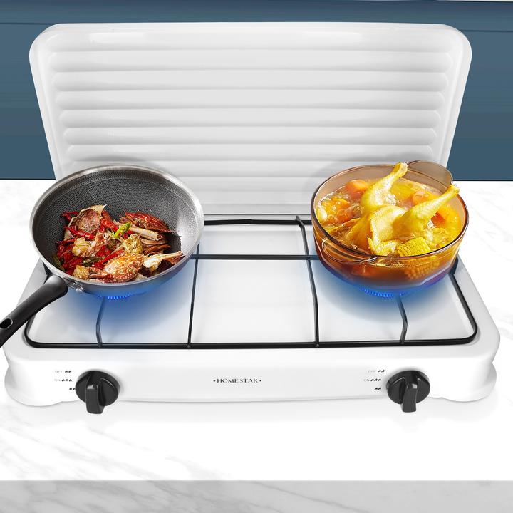 Produktbild Home Star 2-Flammen-Gaskocher mit Deckel