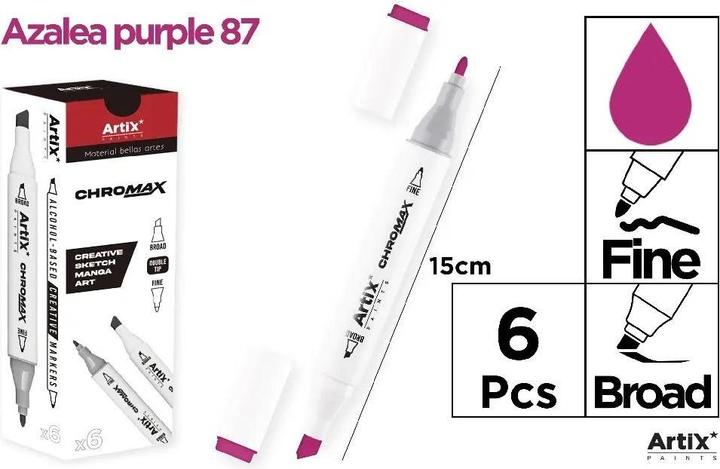 Produktbild Artix Chromax-Marker mit 2 Spitzen. Azalee Lila 87 (6 Stk.) (Azalee Lila, 6 x)
