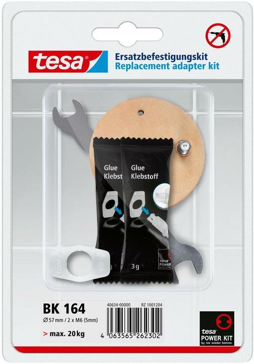 Produktbild tesa Power.Kit-Adapter BK164, selbstklebendes Ersatzteil-Set, Metallplatte, Durchmesser 57mm