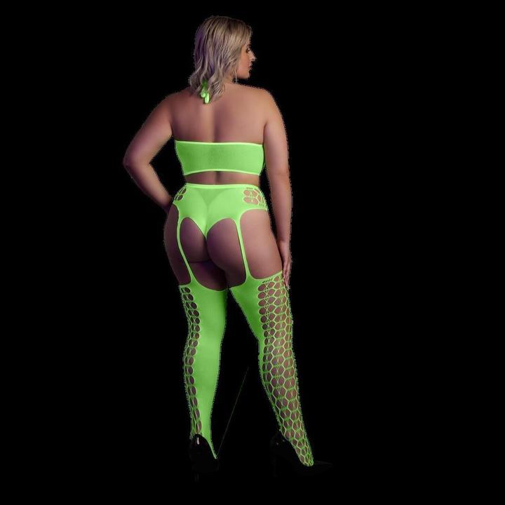 Immagine prodotto Ouch! Two Piece with Crop Top and Stockings - Green - XL/XXXXL (XL, XXL, 3XL)