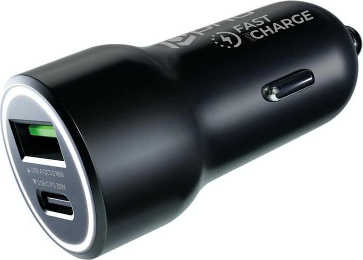 prio Fast Charge Car Charger 20W PD (USB C) + QC 3.0 (USB A) black