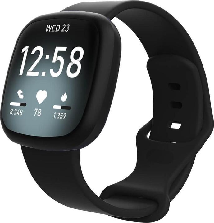 Produktbild Cover-Discount Fitbit Versa 4 / Sense 2 - Silikon Ersatzarmband schwarz (Silikon, Sense, Versa 3)
