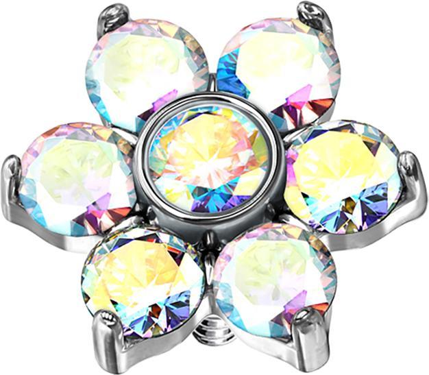 Immagine prodotto Star Piercing Dermal Anchor Flower Crystal multicolore (senza ottone, Acciaio chirurgico 316L)