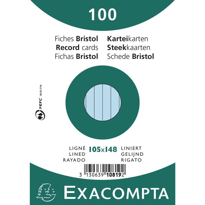 Image du produit Exacompta Fiches (105 x 148 mm, 205 g/m², 100 x)