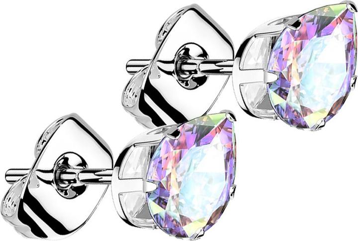 Immagine prodotto Star Piercing Orecchini a perno in argento con goccia di cristallo multicolore (senza ottone, Acciaio chirurgico 316L)