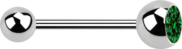Image du produit Star Piercing Micro Barbell argent avec boule et boule de cristal vert (sans laiton, Acier chirurgical 316L)