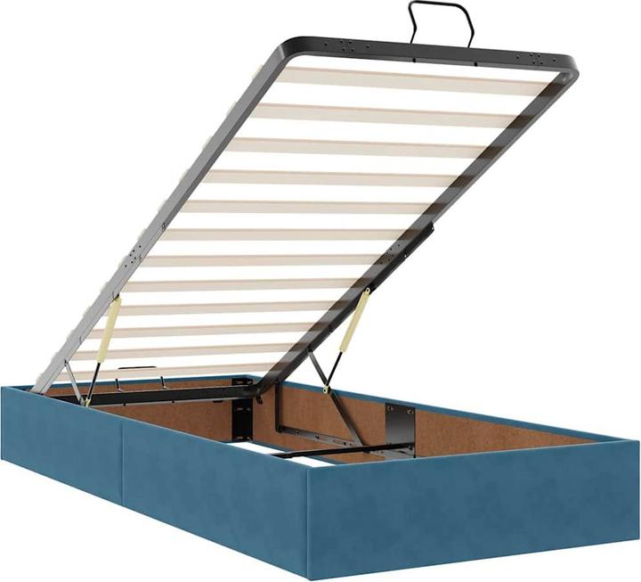 Actual product image VidaXL Ottoman bed with mattress dark blue 90x200 cm velvet (90 x 200 cm)