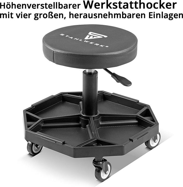 Immagine prodotto Stahlwerk Sgabello da officina WRH-136 ST caricabile fino a 136 kg regolabile in altezza (136 kg)