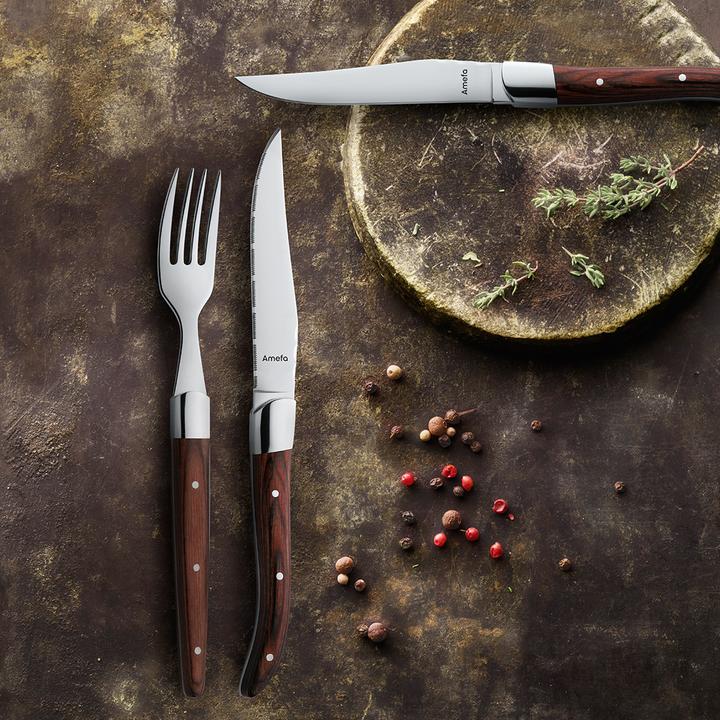 Actual product image Amefa Steak cutlery set 4 pieces wood 2520 Royal Steak (4 Piece, Knife)