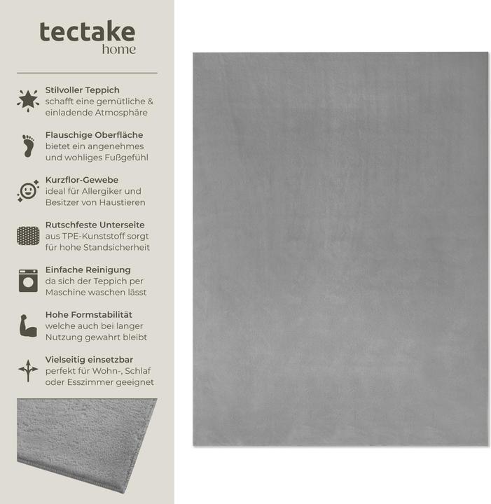 Produktbild tectake Kurzflorteppich Soft Zone (140 x 200 cm)