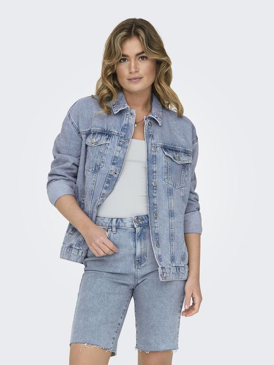 Produktbild Only Kapuze mit Kordelzug Ärmelbündchen mit Knopf Tief angesetzte Schulter Jacke Jeansjacke (M)