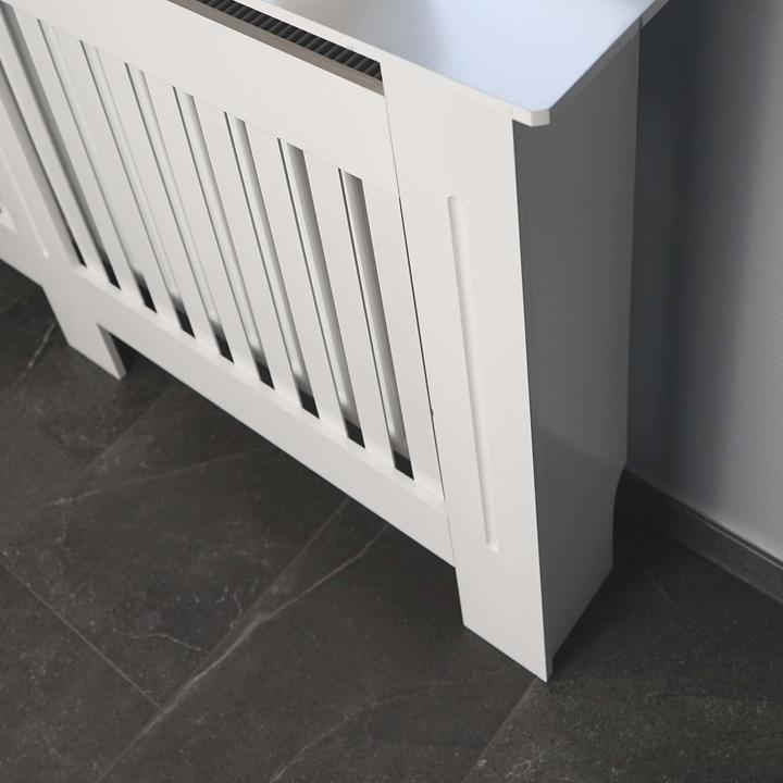 Image du produit Toboli Cache-radiateur blanc 172x19x82cm Couverture de chauffage décorative en MDF Tablette Étagère