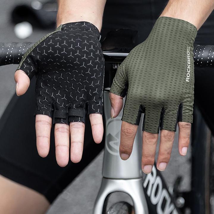 Actual product image Rockbros Breathable Short Finger Cycling Gloves, Size: S - Gray (S)