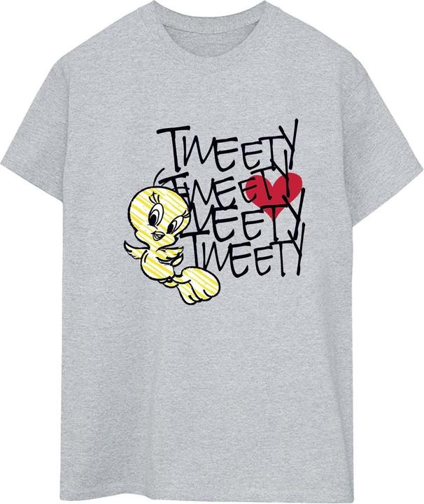 Actual product image Looney Tunes Womens/Ladies Tweety Love Heart Cotton Boyfriend T-Shirt (XXL)