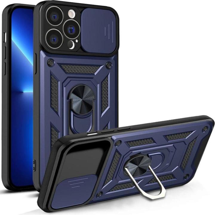 Produktbild Hurtel Hybrid Armor Camshield case for iPhone 13 Pro Max armored case with camera cover blue (Apple iPhone 13 Pro Max)