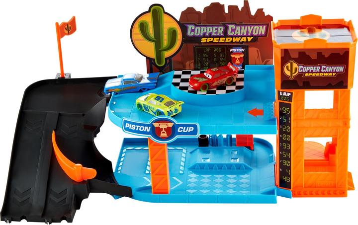 Actual product image Mattel Glow Racers Copper Canyon Glowing Garage Playset