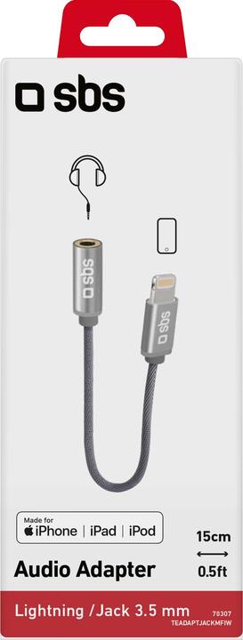 Immagine prodotto SBS TEADAPTJACKMFIW Cavo audio 0,15 m 3,5 mm Lightning Bianco (0.15 m, Connettore da 3,5 mm (AUX))