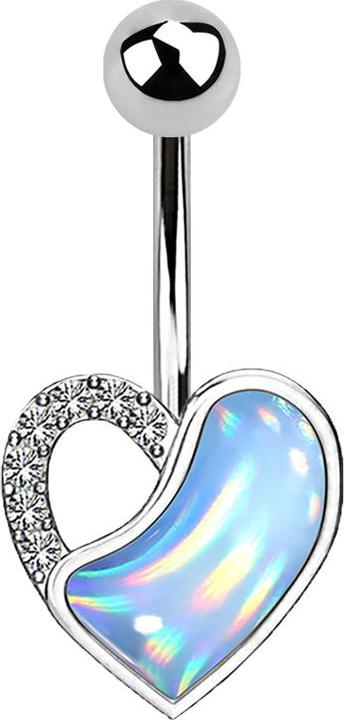 Immagine prodotto Star Piercing Cuore d'argento a banana con cristallo e pietra epossidica blu (Acciaio chirurgico 316L, Ottone)