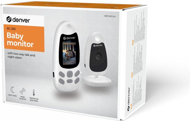 Immagine prodotto Denver BC-250 Babycam mit Monitor 2,4 GHz Bianco Neu (Video e audio, 250 m)