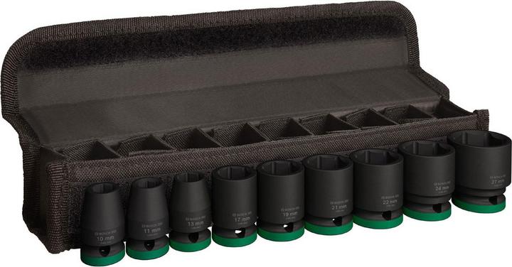 Actual product image Bosch Professional Zubehör PRO Impact socket set, 1/2", standard, 9 pcs. (10 mm, 11 mm, 13 mm, 17 mm, 19 mm, 21 mm, 22 mm, 24 mm, 27 mm)