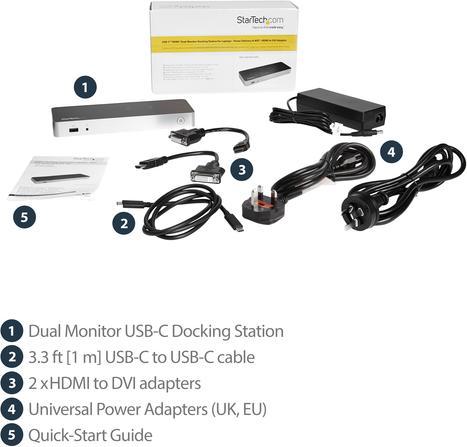 Produktbild StarTech Dual USB C Dock - Windows - Pd (USB-C, 5 Ports)