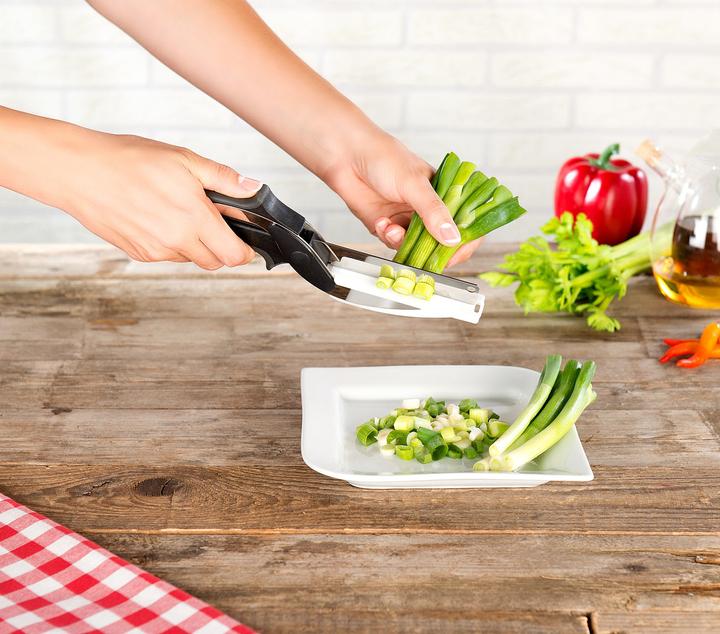 Immagine prodotto Rosenstein & Söhne Forbici da cucina 2in1 con coltello e tagliere integrato (24.50 cm)