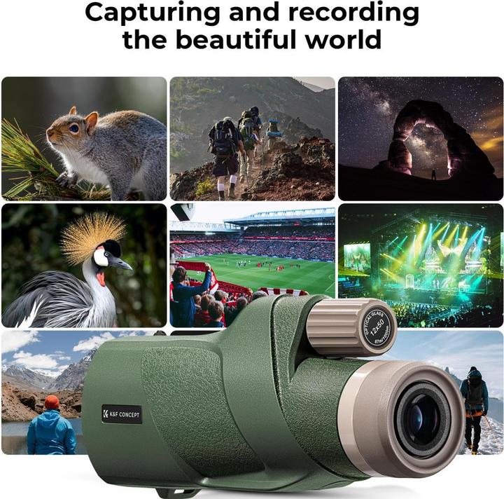 Actual product image K&F Concept 12*50 BAK4 HD Monocular With Akka dovetail Army green (12 x, 50 mm)