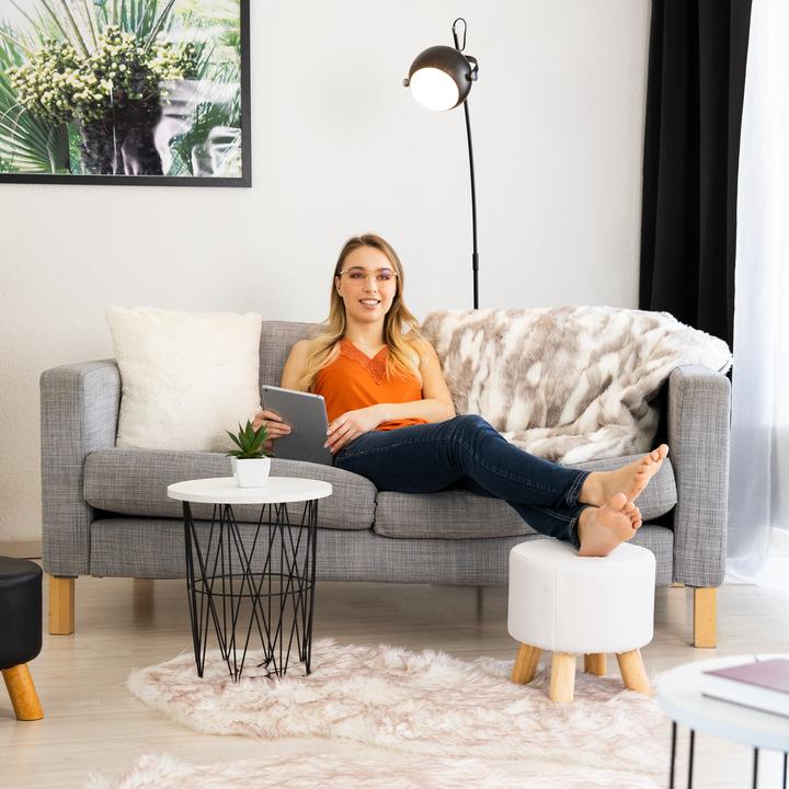 Actual product image Relaxdays Faux Footstool