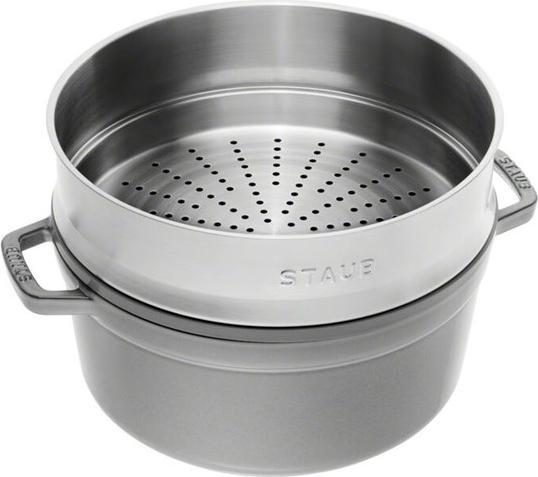 Actual product image Staub Cocotte with steamer insert (26 cm, Casserole + Stewpot, Cast iron, Enamel, Stainless steel)