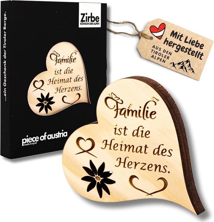 Image du produit ZNatur Zirben Arven Bois Cadeau Décoration avec gravure La famille est la maison du coeur No.130