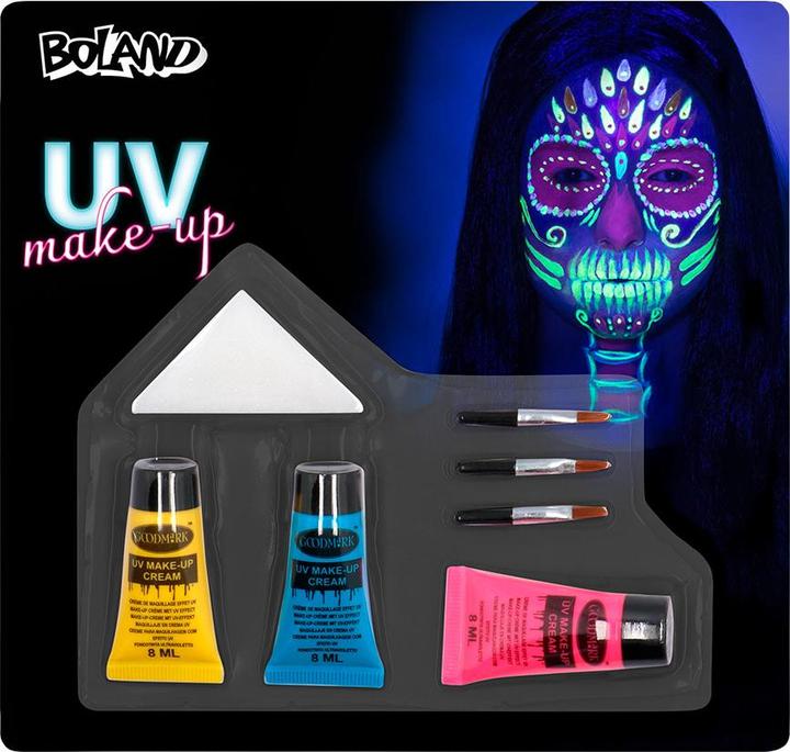 Actual product image Boland Bright Skull make-up set:UV fluorescent colours