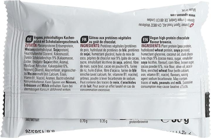 Nährwerte und Zutaten Sponser Vegan Protein Brownie (Schoko, Chocolate, Schokolade, 12 Stk., 600 g)