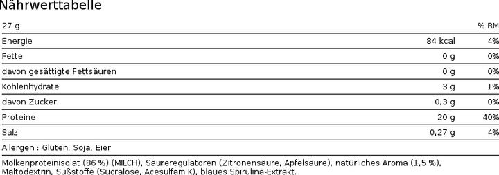 Nährwerte und Zutaten Hubba Bubba Clear Whey (Cola, 1 Stk., 405 g)