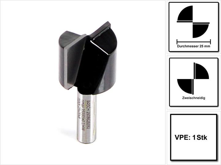 Actual product image Bosch Professional Zubehör Grooving cutter, 8 mm, D1 25 mm, L 19.6 mm, G 51 mm. For hand routers