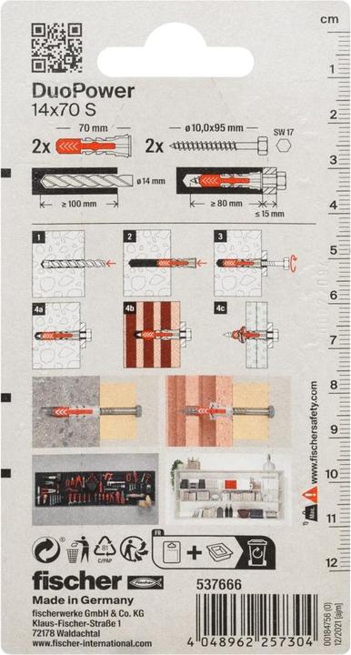 Image du produit Fischer SB Tampon en nylon Duopower avec vis (2 pcs)